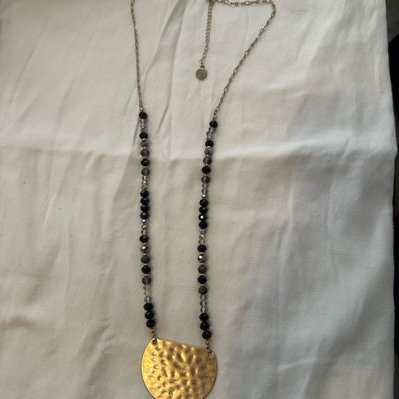 JM Collection Hammered Gold Tone and Black Necklace - Picture 6 of 6